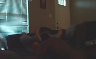 Blonde babe sucking her black boyfriend's cock